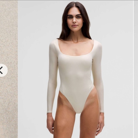 NWT Lululemon Wundermost Square-Neck Long-Sleeve Bodysuit Shine Bone - Picture 1 of 12